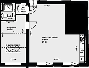 Appartement in Tilburg met 2 kamers